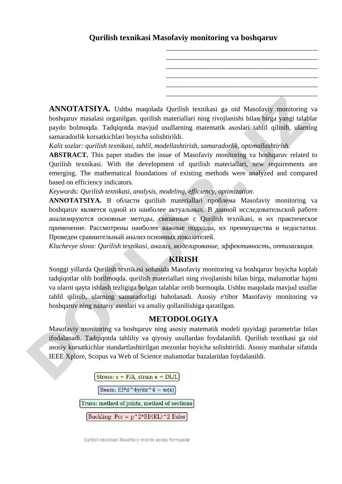 Qurilish texnikasida masofaviy monitoring va boshqaruv