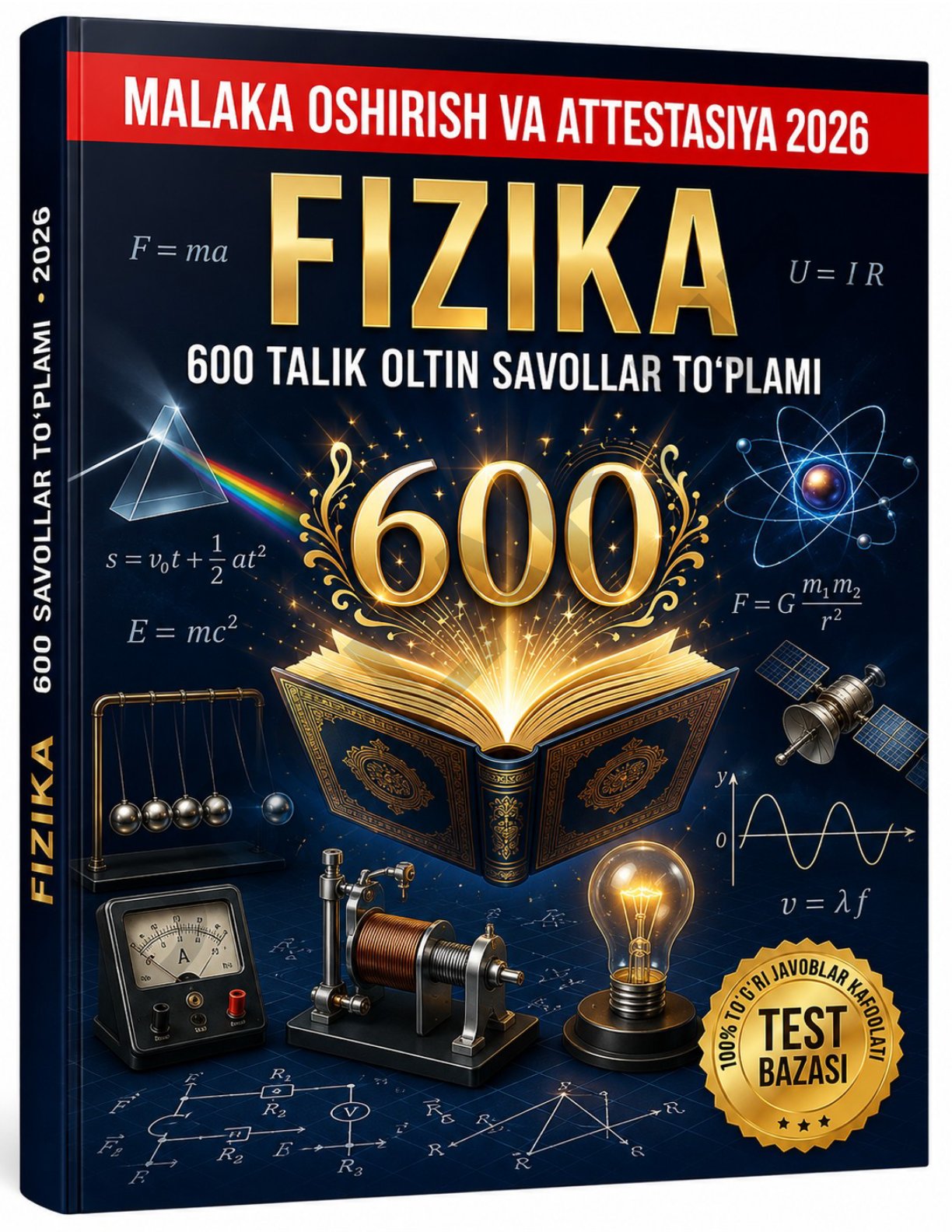 Fizika 2027-yil attestatsiyasiga tayyorgarlik: 600 test va yechimlar