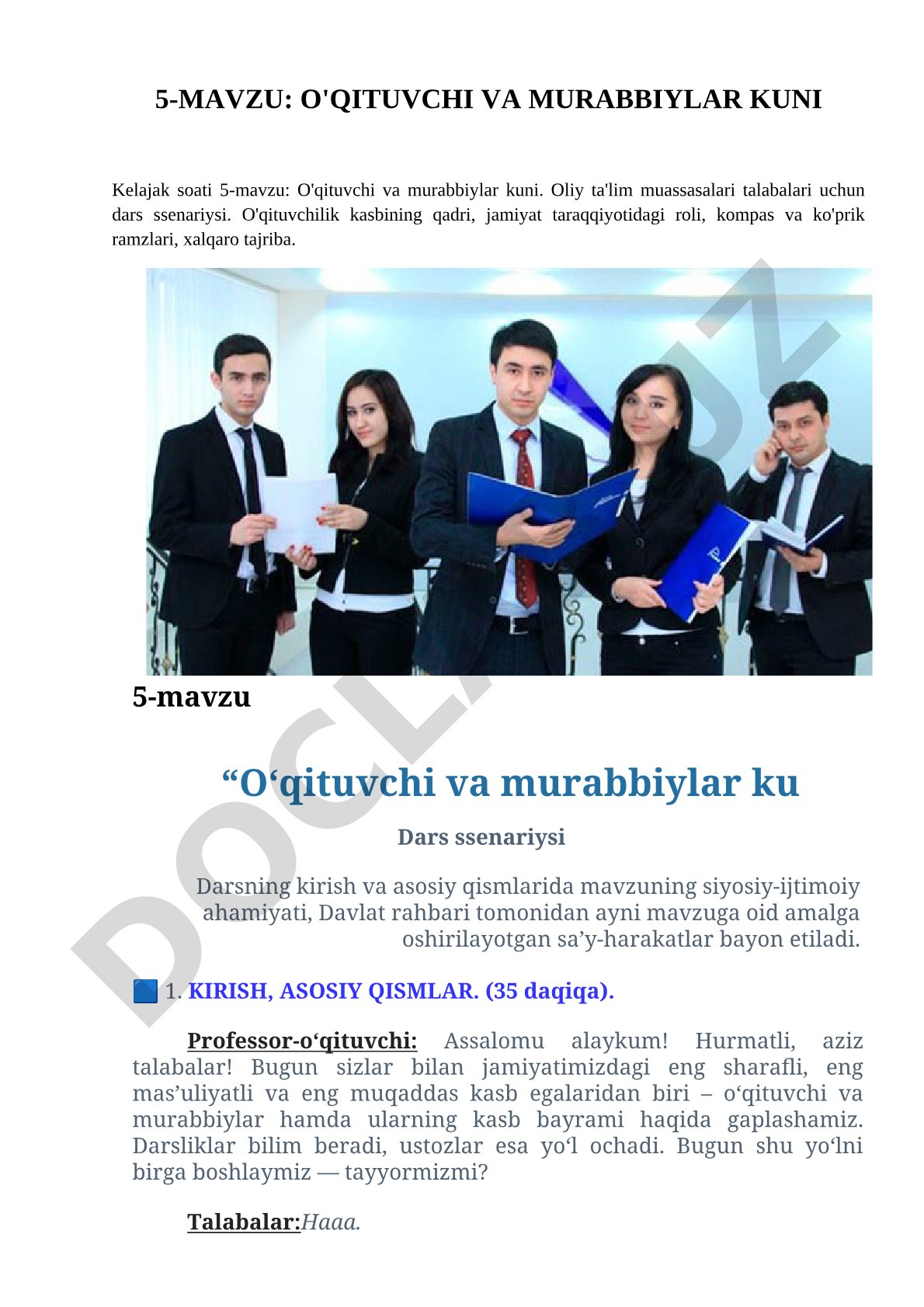 O'qituvchi va murabbiylar kuni
