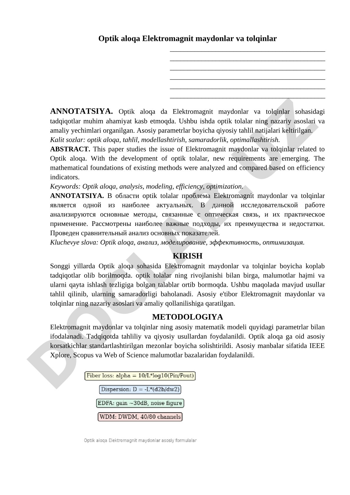 Optik aloqa Elektromagnit maydonlar va tolqinlar