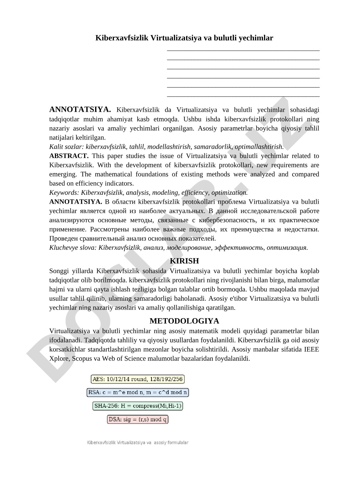 Kiberxavfsizlik Virtualizatsiya va bulutli yechimlar