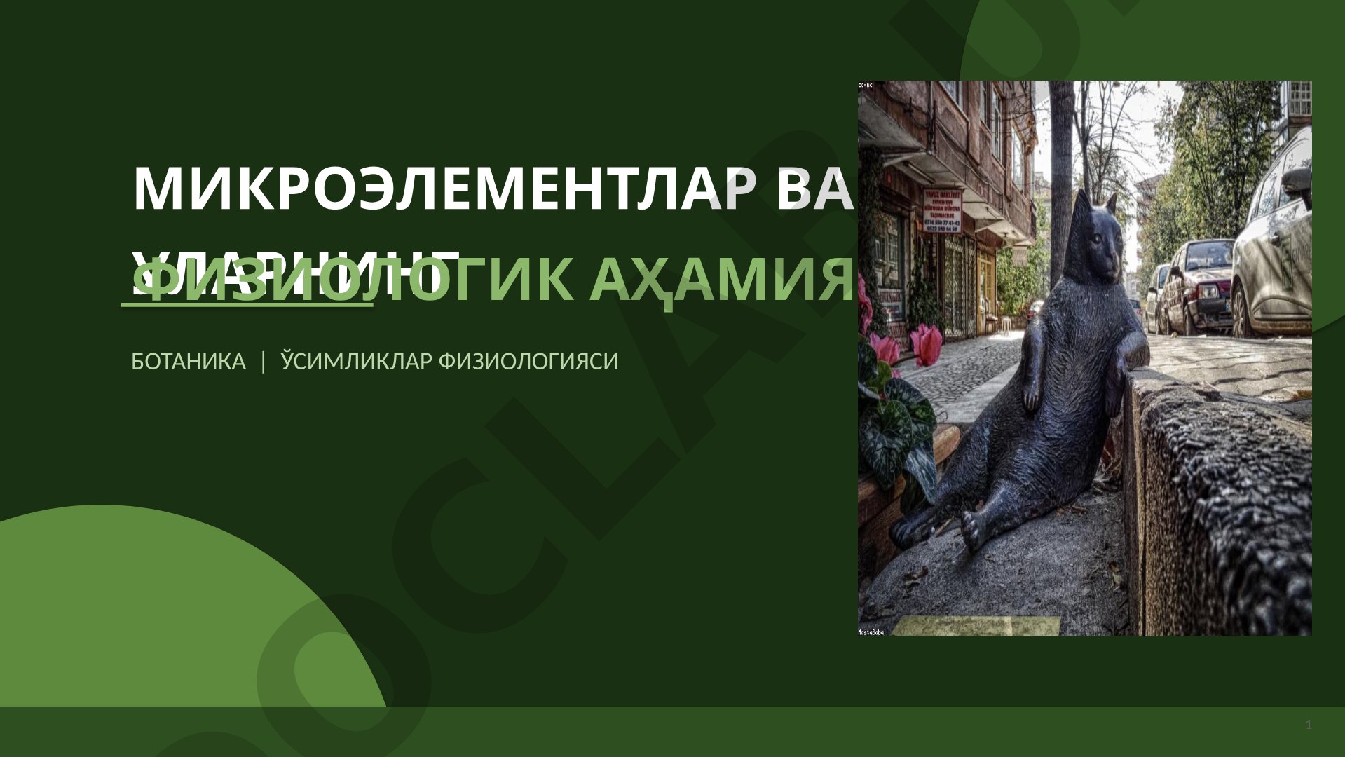 Mikroelementlar va ularning fiziologik ahamiyati