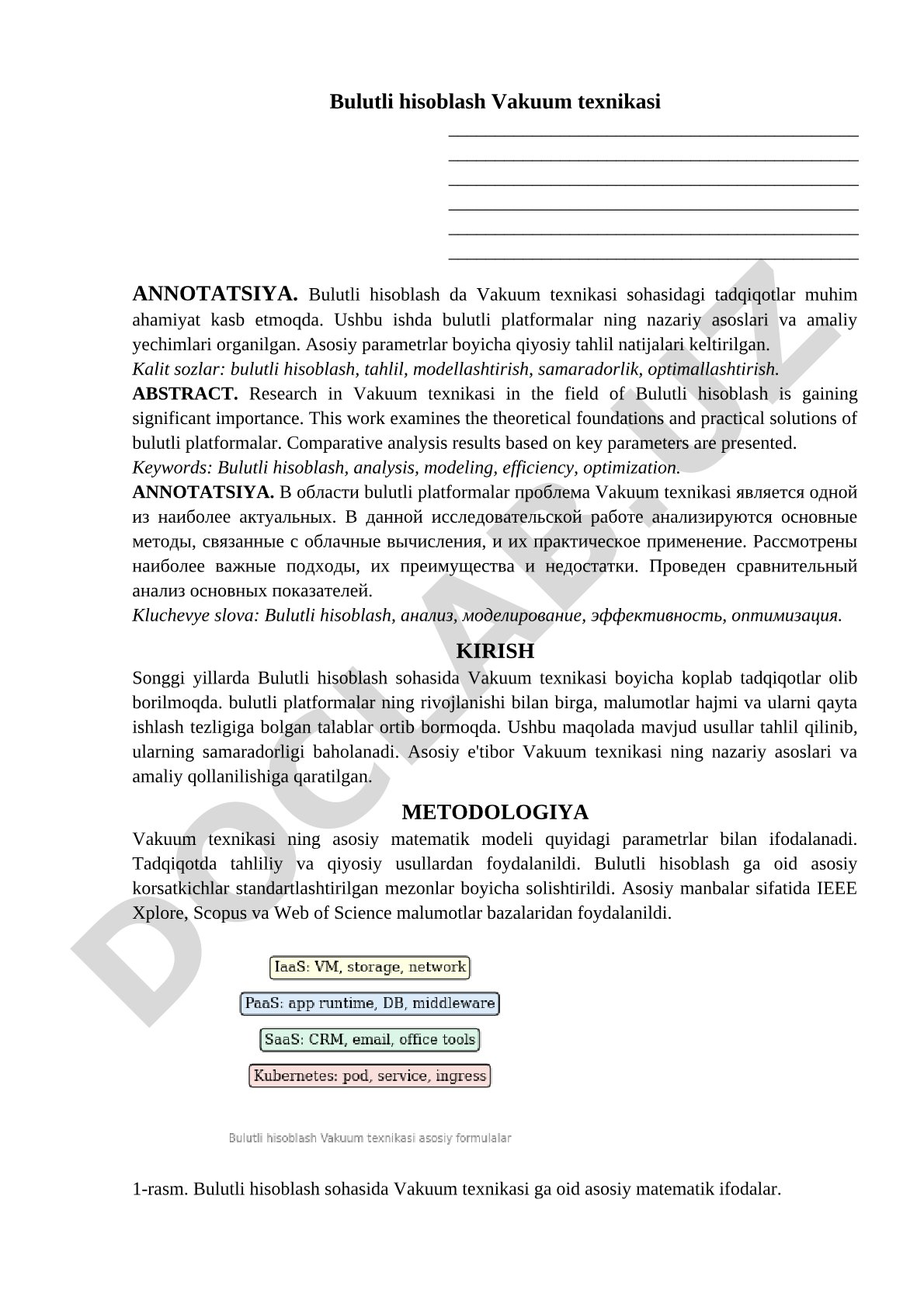 Bulutli hisoblash va vakuum texnikasi tadqiqoti