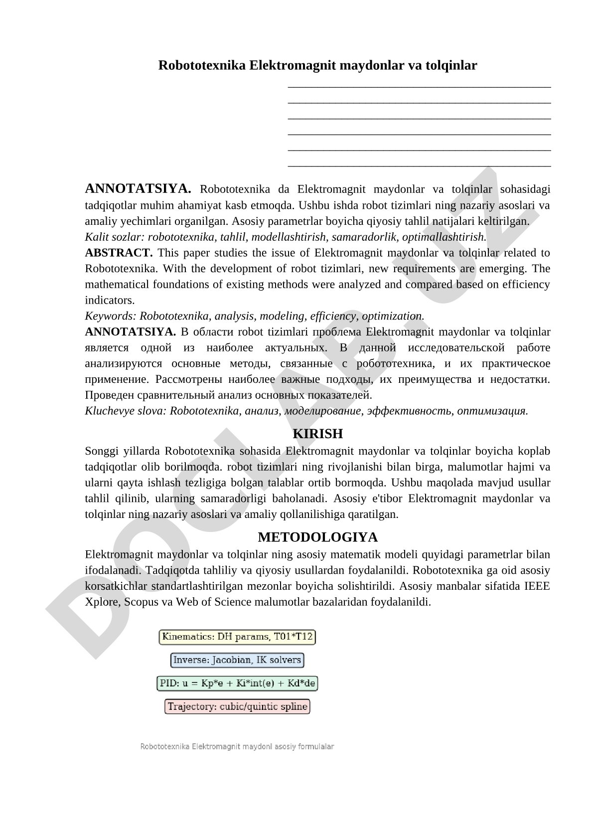 Robototexnika Elektromagnit maydonlar va tolqinlar