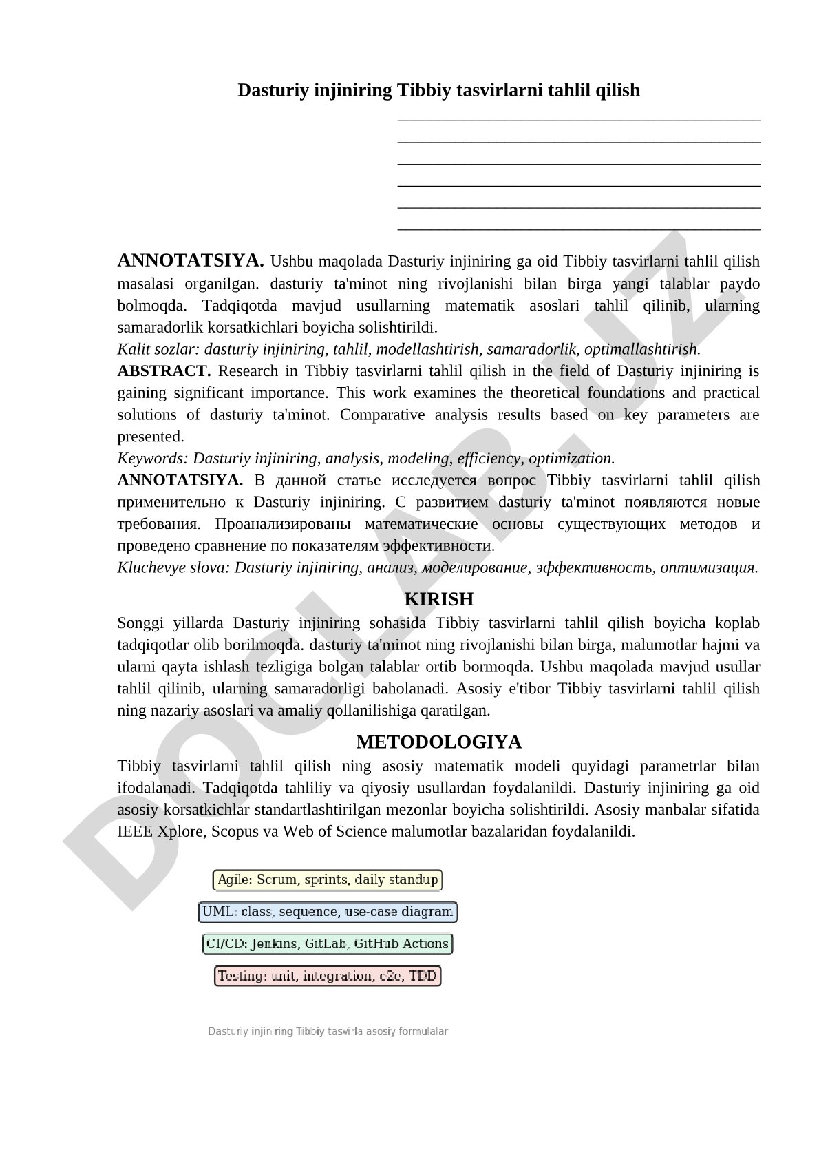 Dasturiy injiniring Tibbiy tasvirlarni tahlil qilish