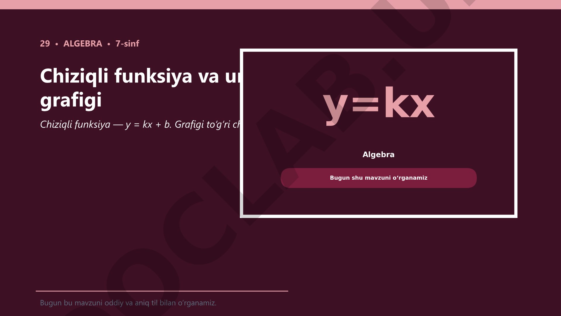 Chiziqli funksiya va uning grafigi