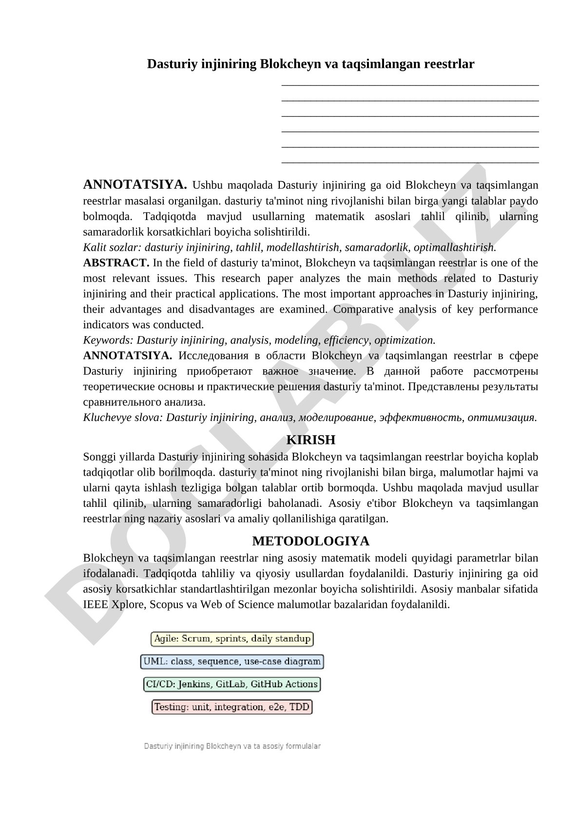 Dasturiy injiniring Blokcheyn va taqsimlangan reestrlar