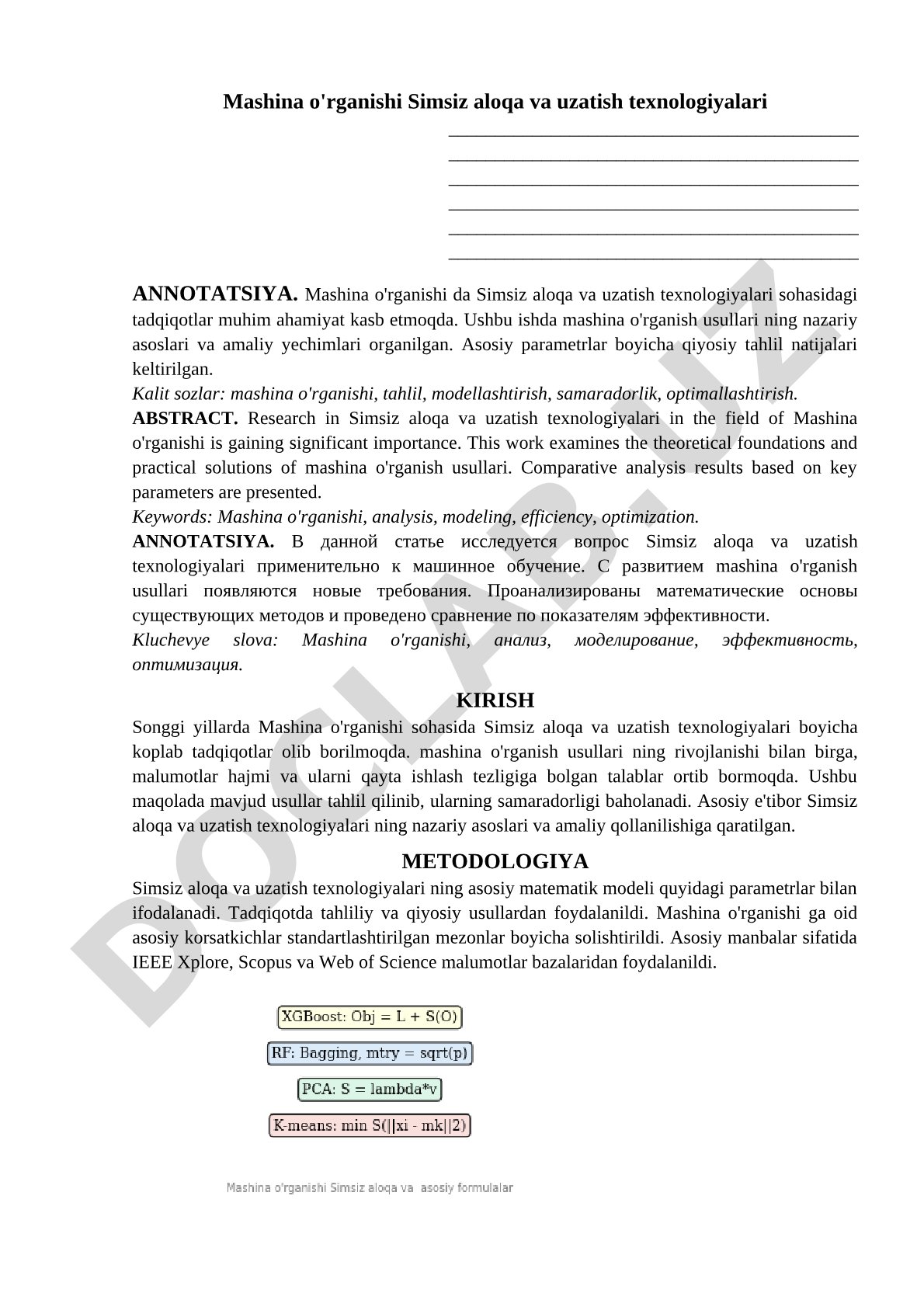 Mashina o'rganishi Simsiz aloqa va uzatish texnologiyalari