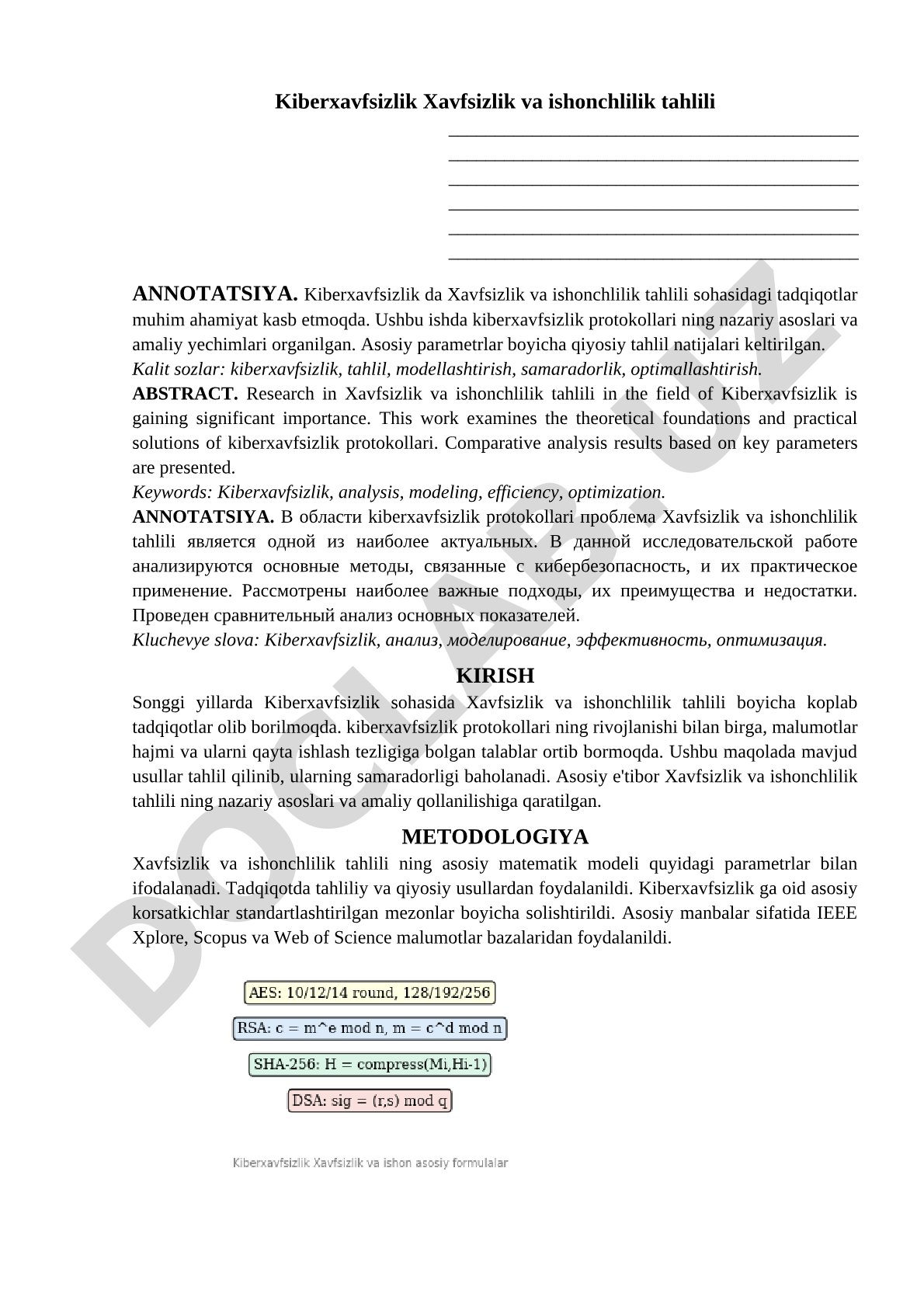 Kiberxavfsizlik Xavfsizlik va ishonchlilik tahlili