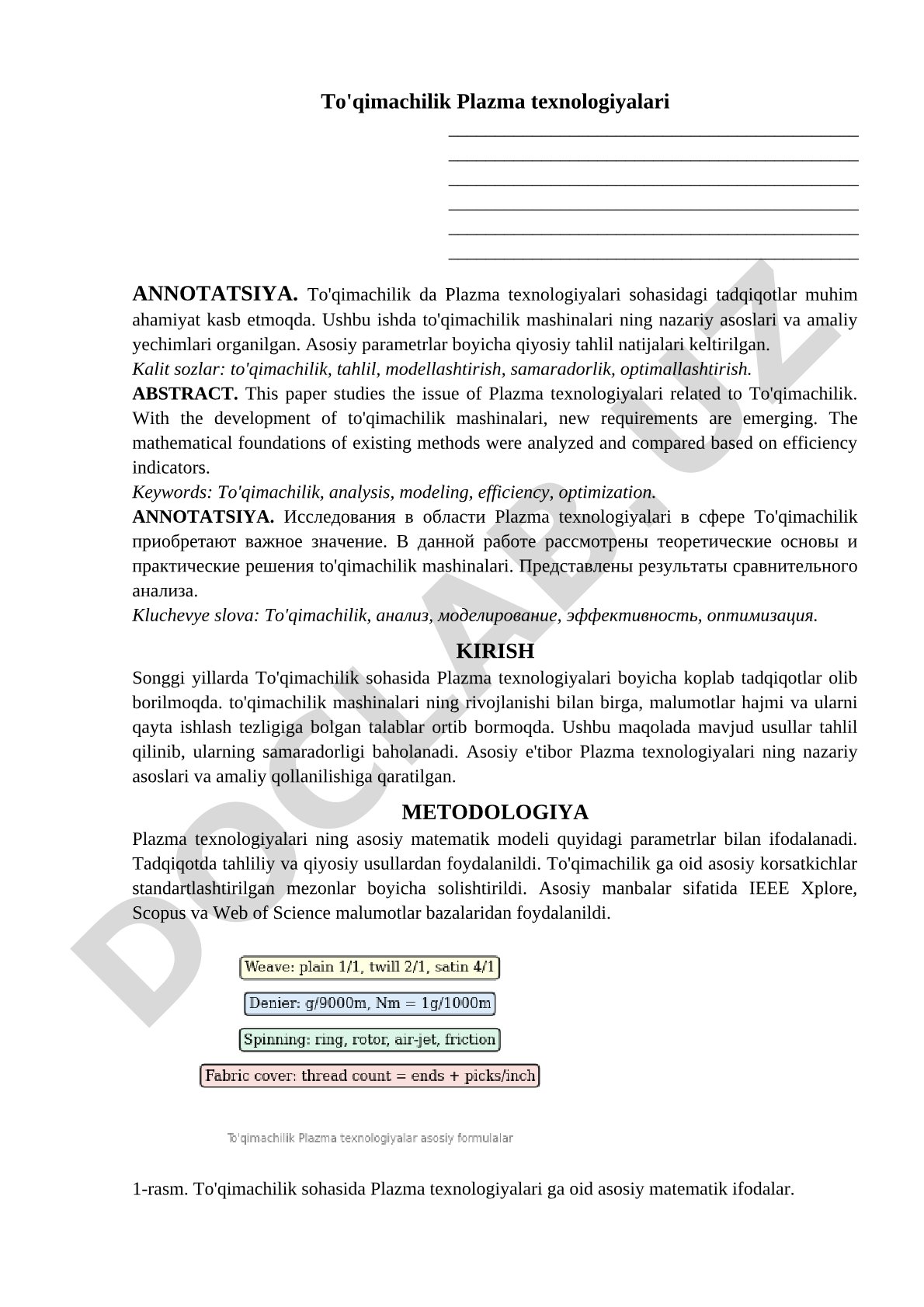 To'qimachilik Plazma texnologiyalari