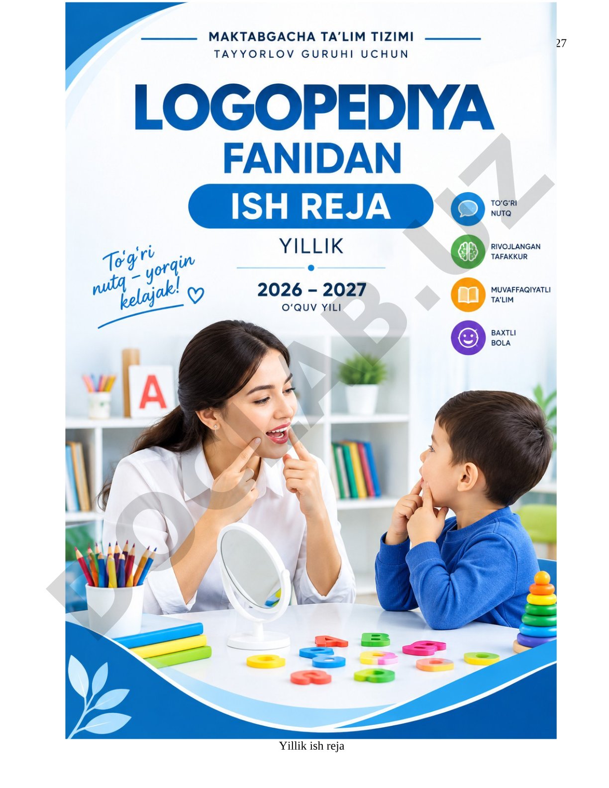 Logopediya fanidan ish reja