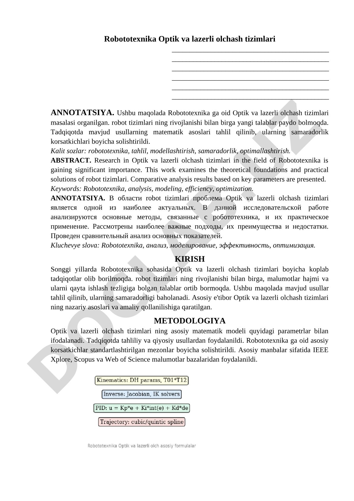 Robototexnika Optik va lazerli olchash tizimlari