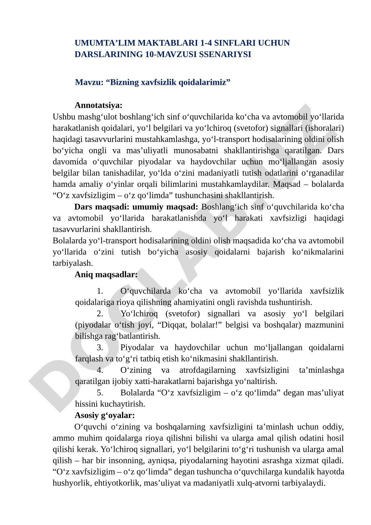 Bizning xavfsizlik qoidalarimiz