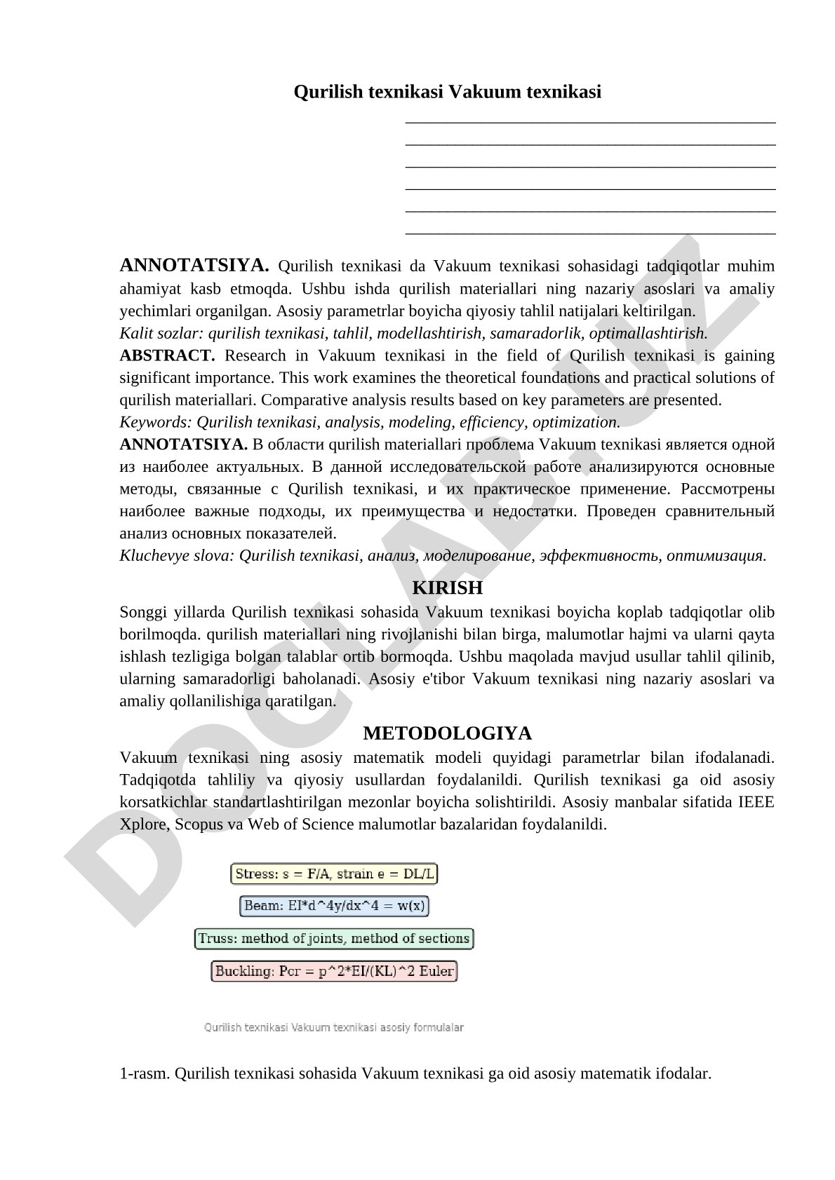 Qurilish texnikasi va vakuum texnikasi