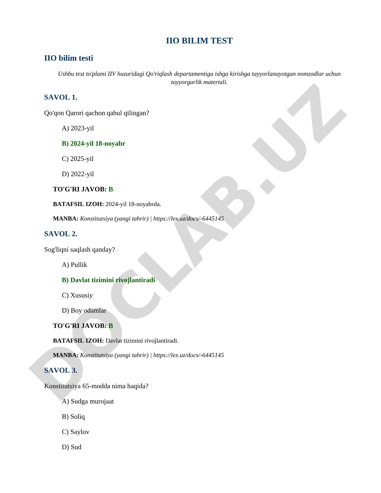 IIO bilim testi