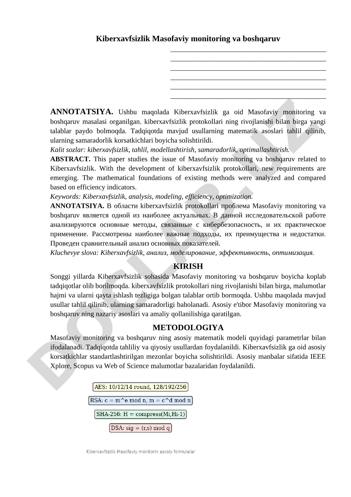 Kiberxavfsizlik Masofaviy monitoring va boshqaruv