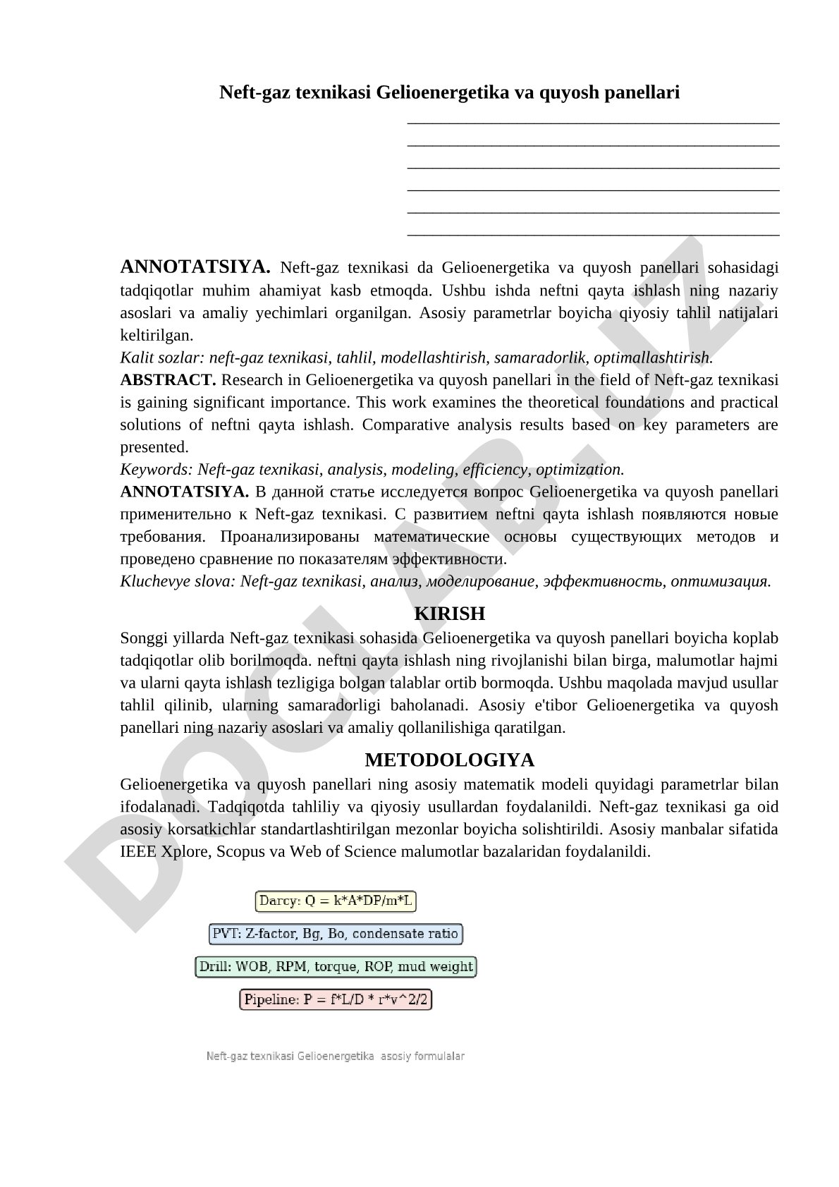 Neft-gaz texnikasida gelioenergetika va quyosh panellari