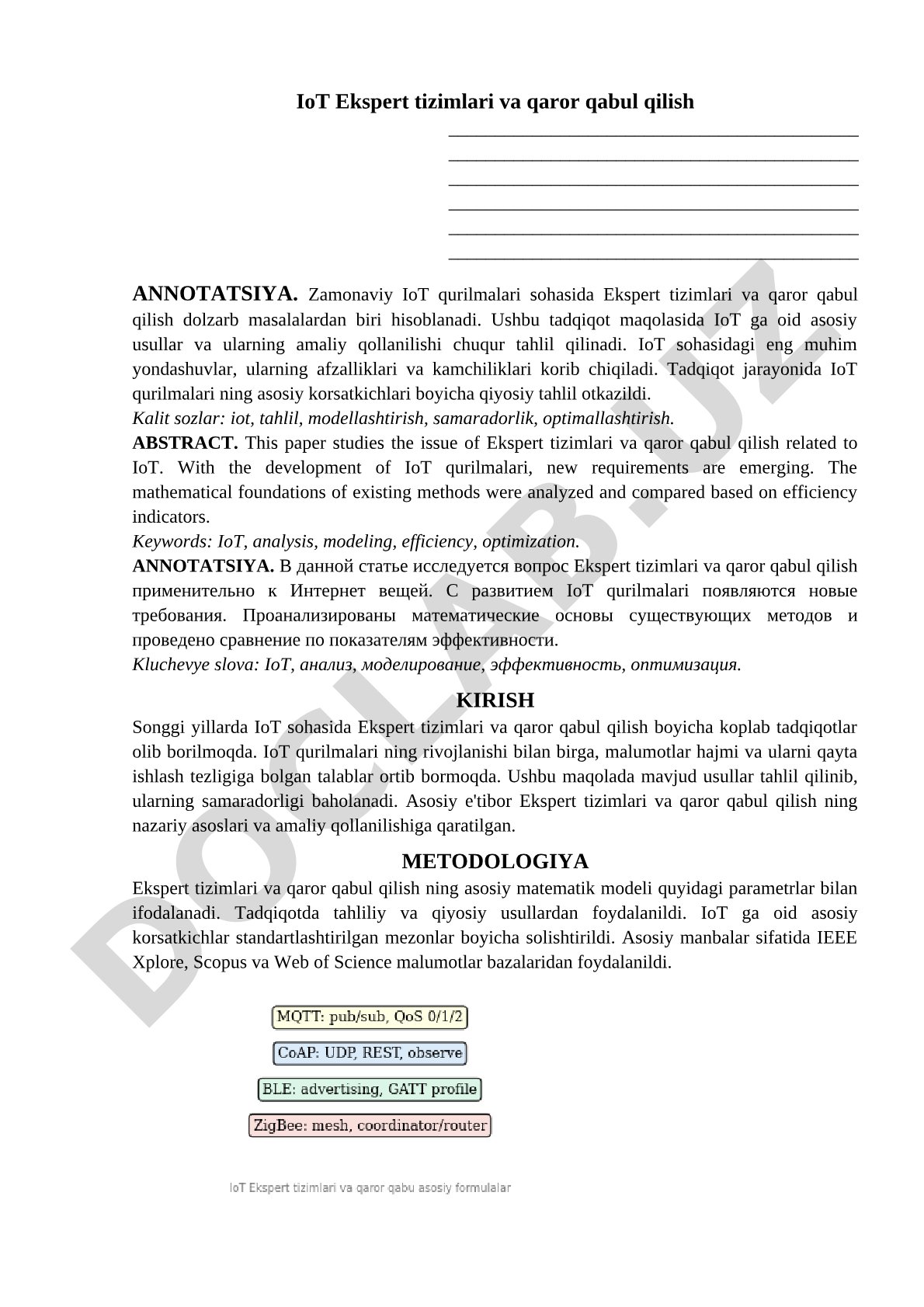 IoT Ekspert tizimlari va qaror qabul qilish