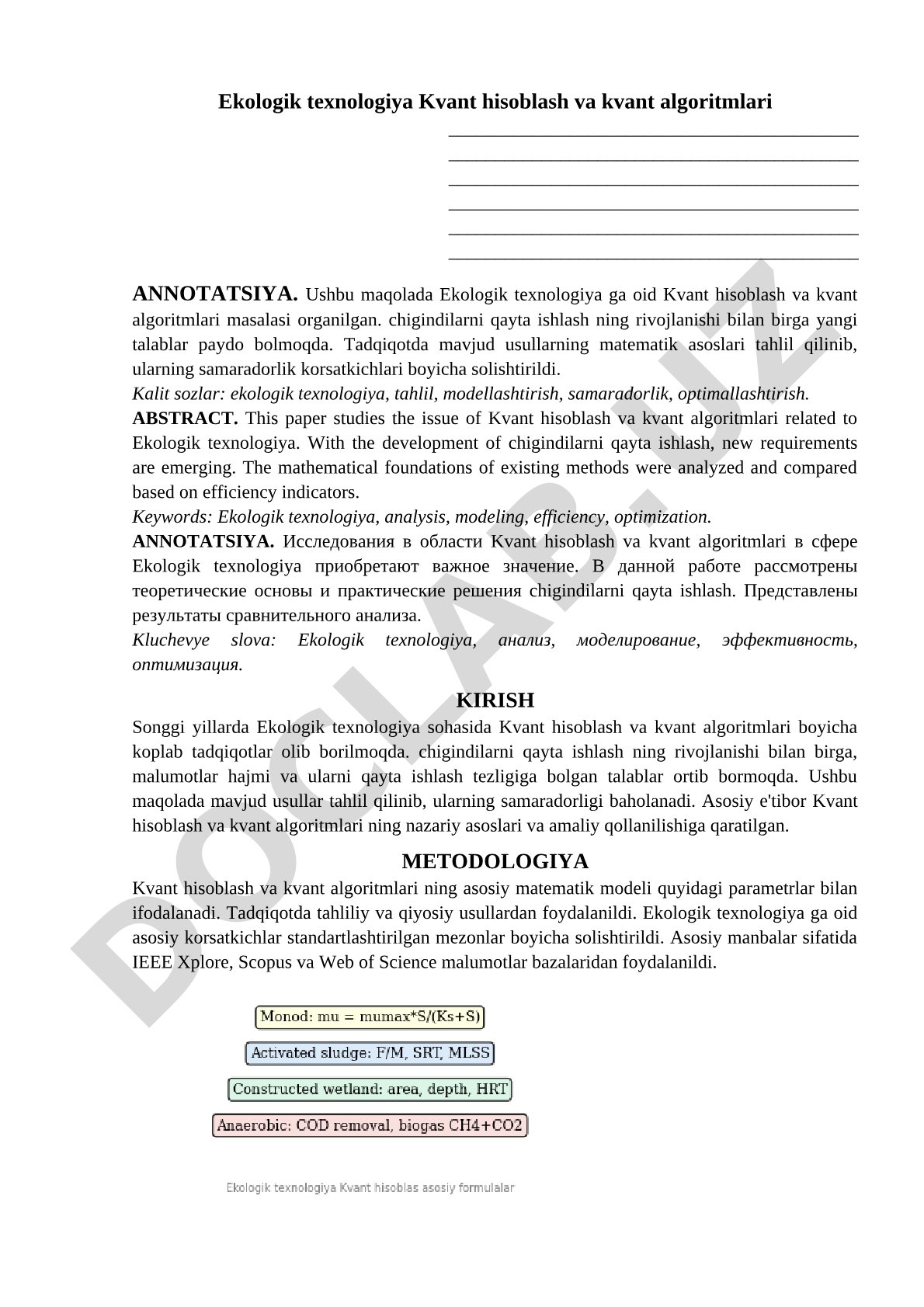 Ekologik texnologiyada kvant hisoblash va kvant algoritmlari