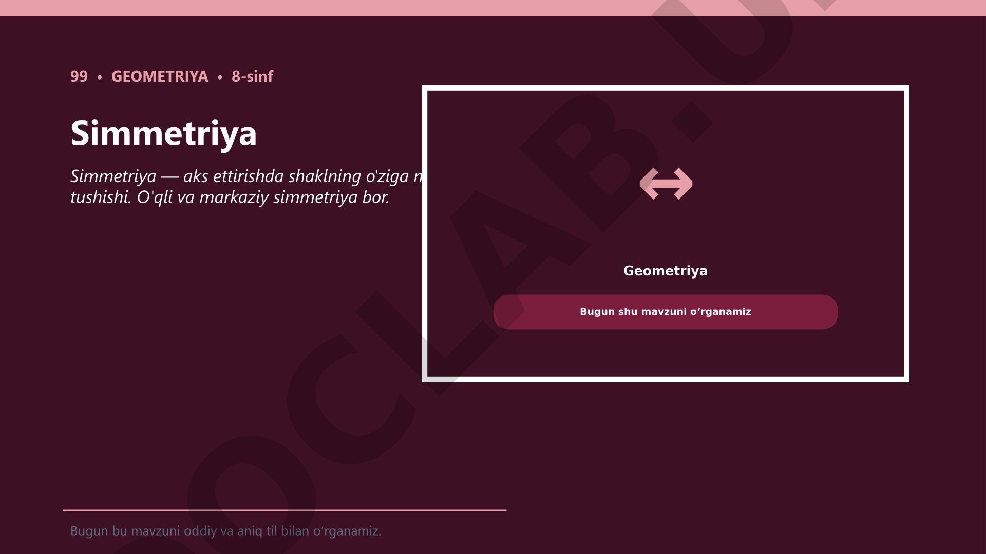 Geometriya 8-sinf: Simmetriya