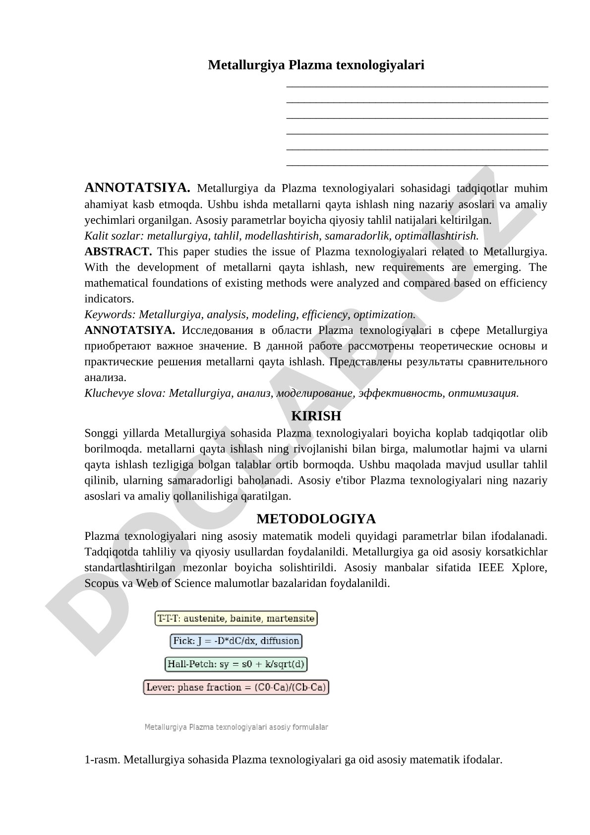 Metallurgiya Plazma texnologiyalari