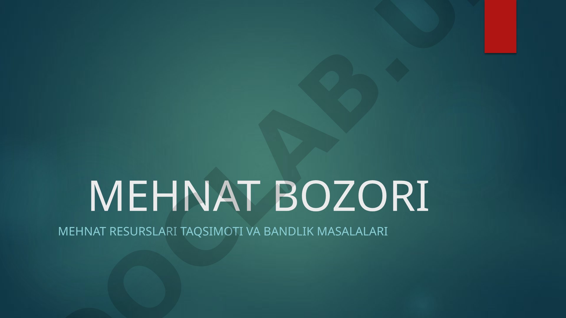 Mehnat resurslari taqsimoti va bandlik masalalari
