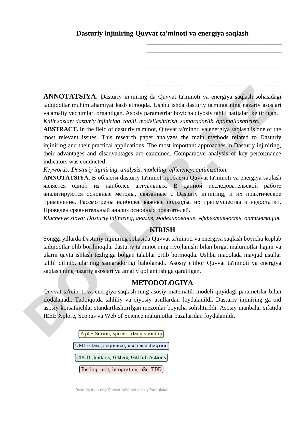 Dasturiy injiniring Quvvat ta'minoti va energiya saqlash