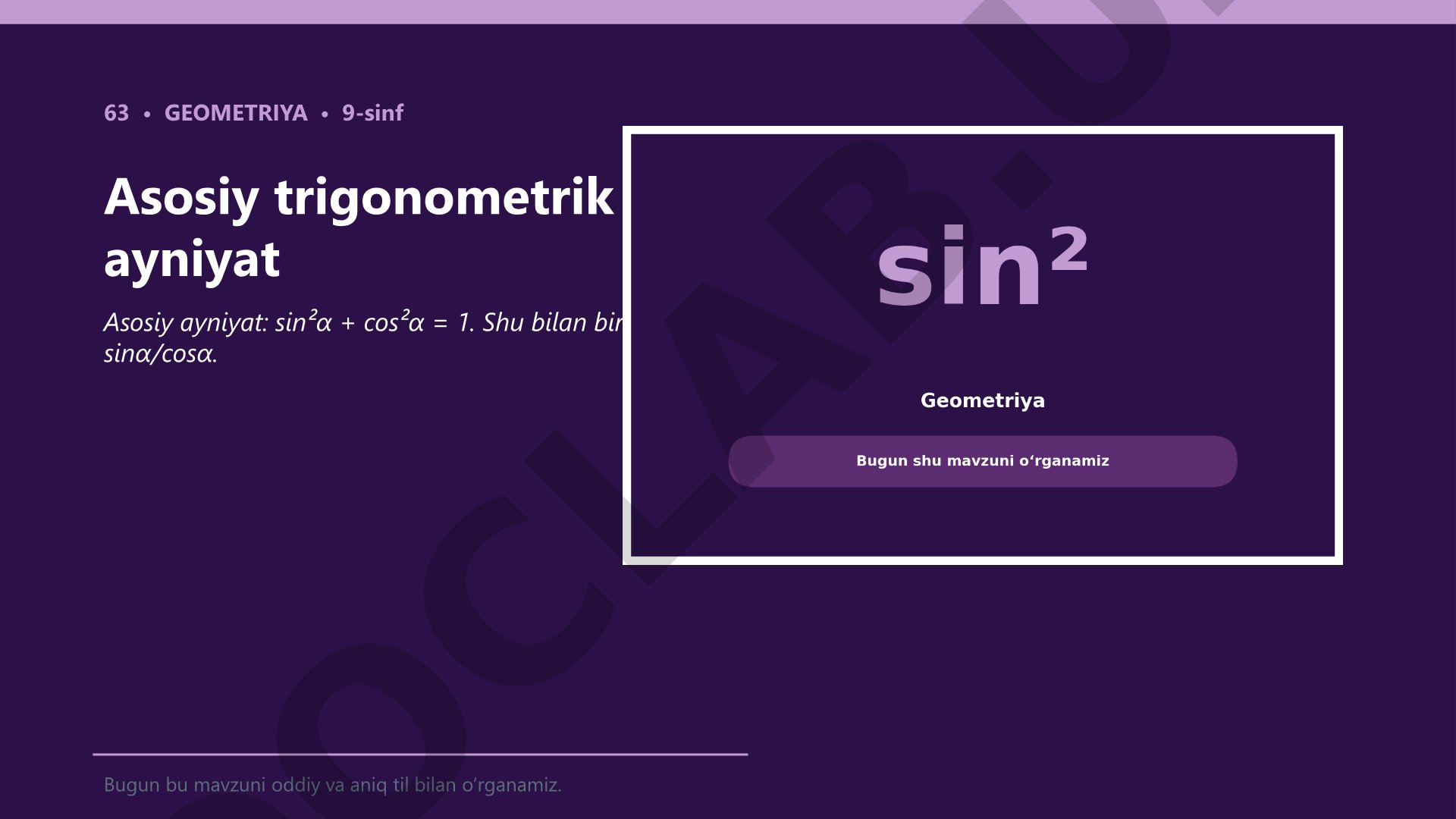 Asosiy trigonometrik ayniyat