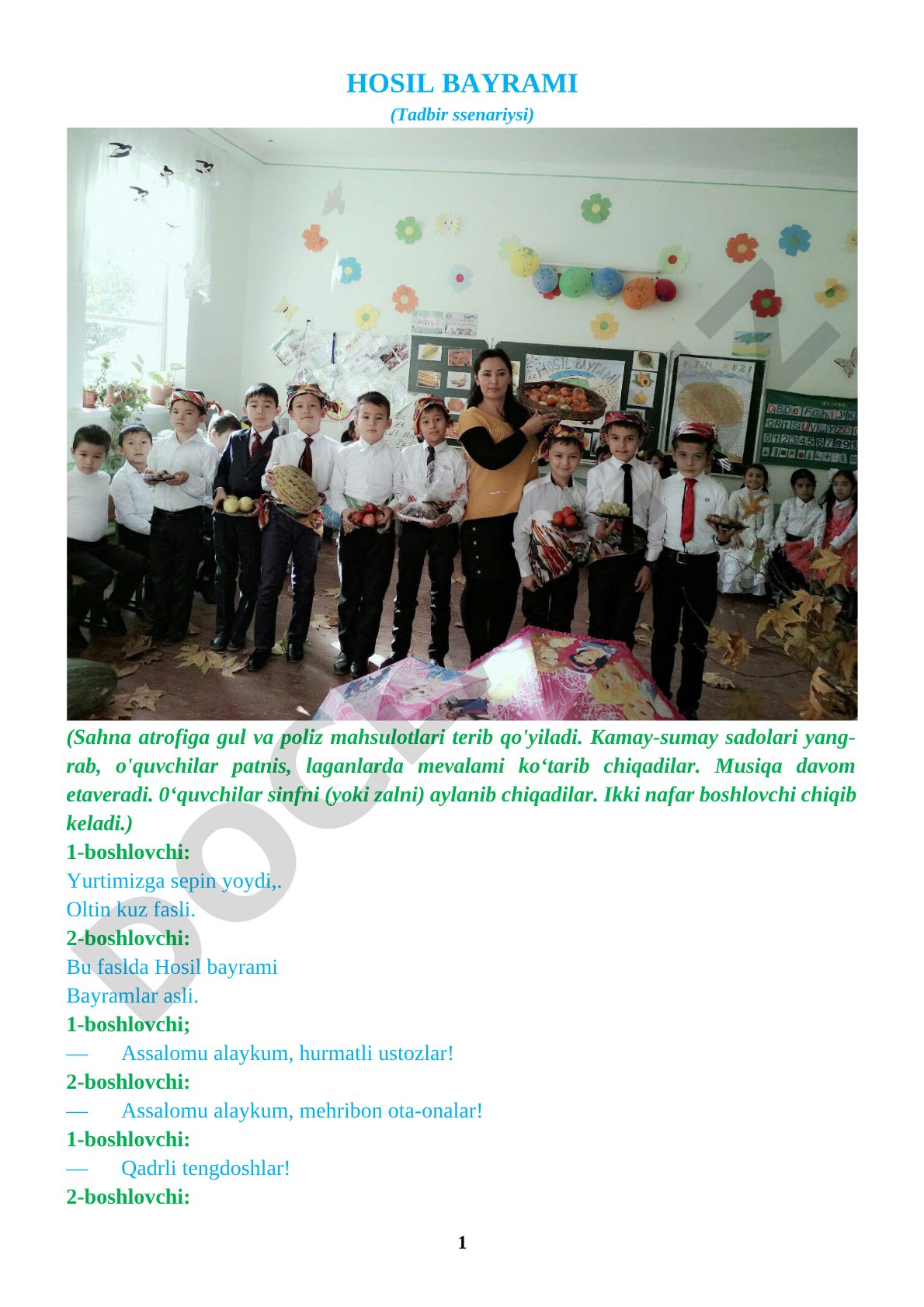 Hosil bayrami (Tadbir ssenariysi)