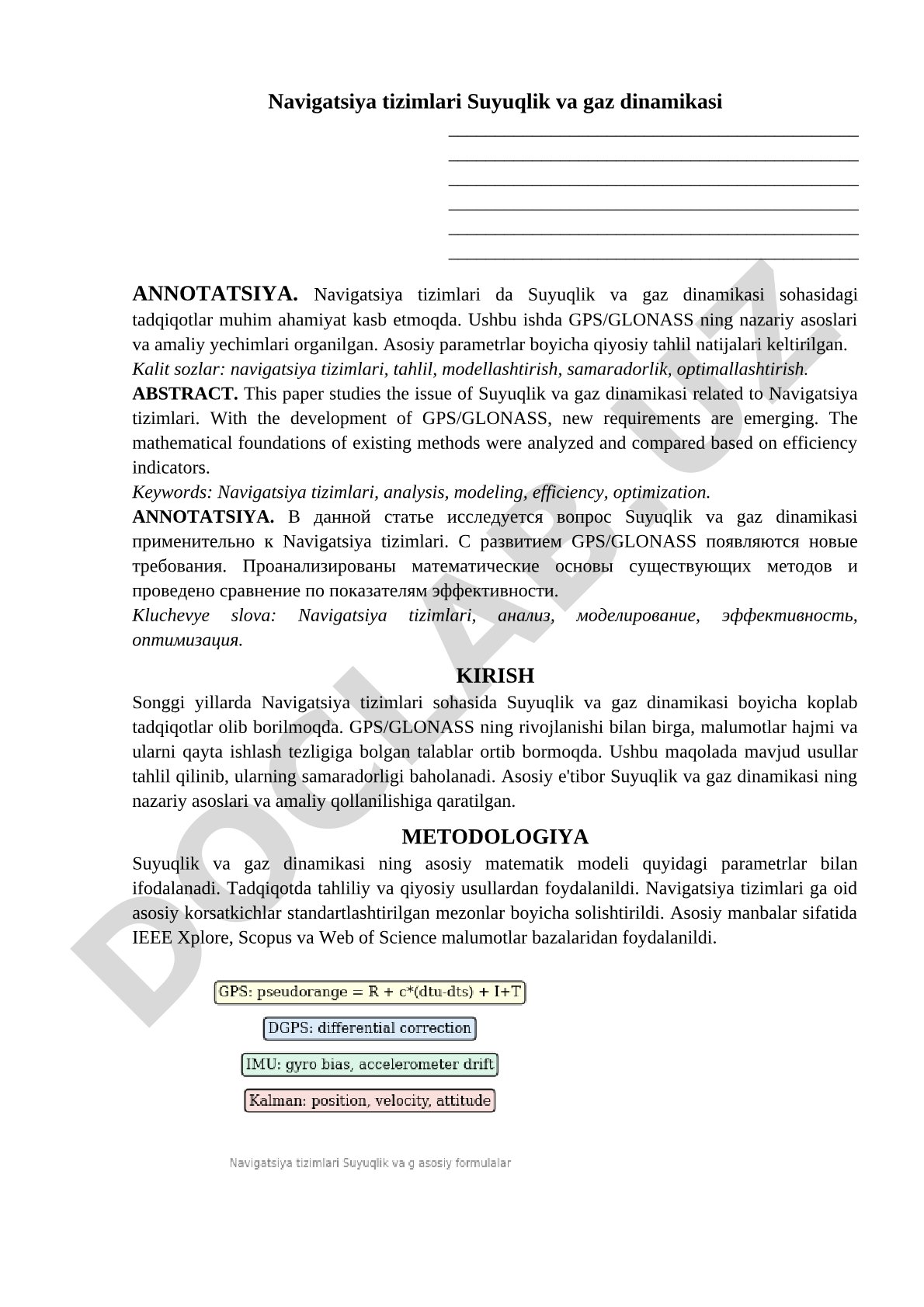 Navigatsiya tizimlari Suyuqlik va gaz dinamikasi