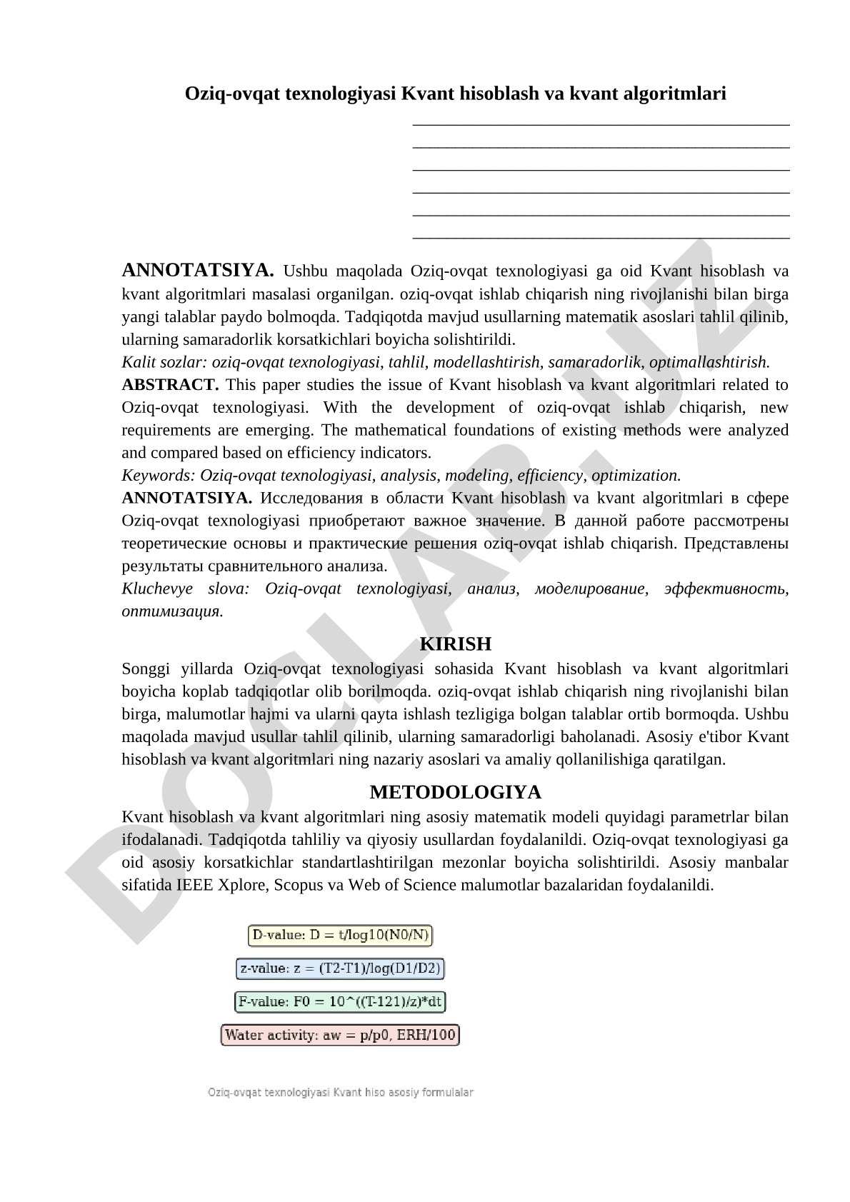 Oziq-ovqat texnologiyasi Kvant hisoblash va kvant algoritmlari