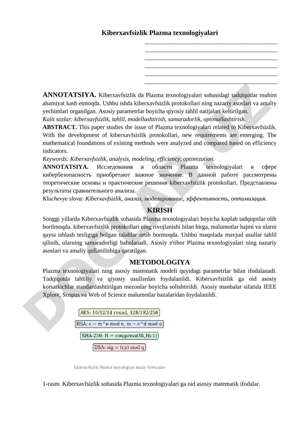 Kiberxavfsizlikda Plazma texnologiyalari tadqiqoti
