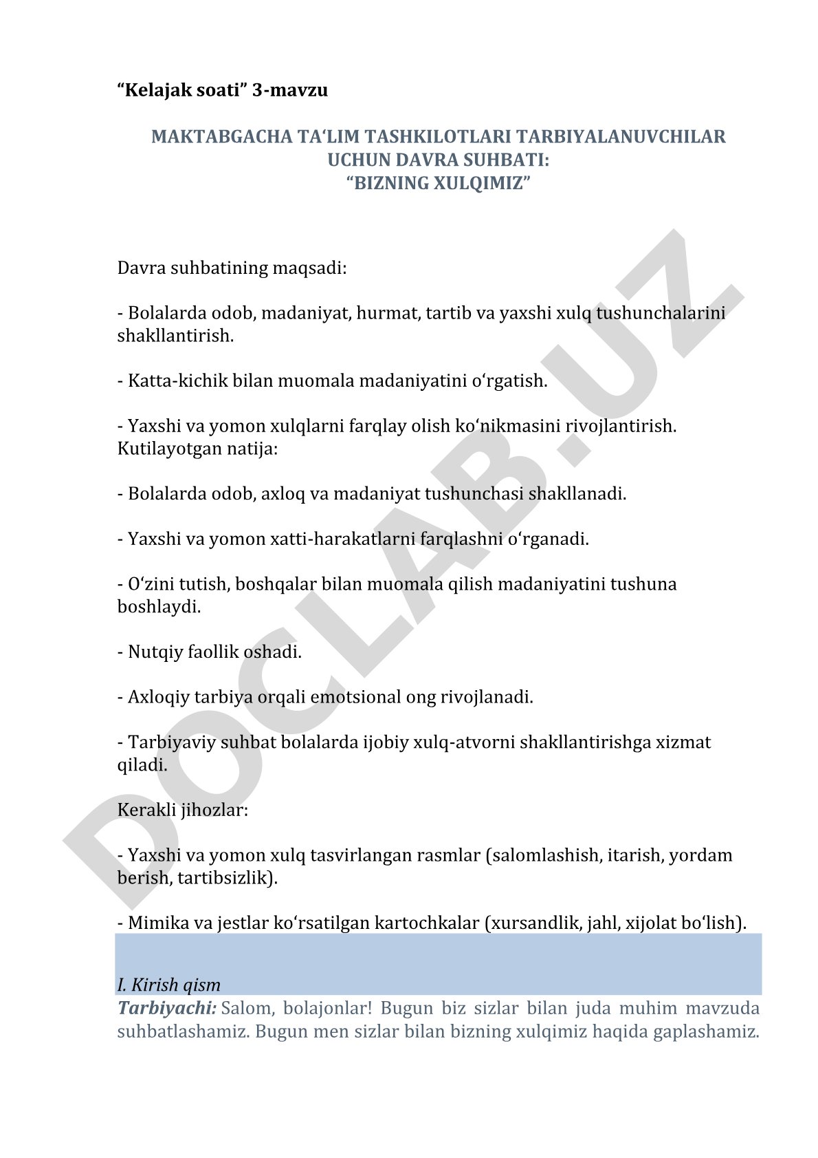 Bizning xulqimiz