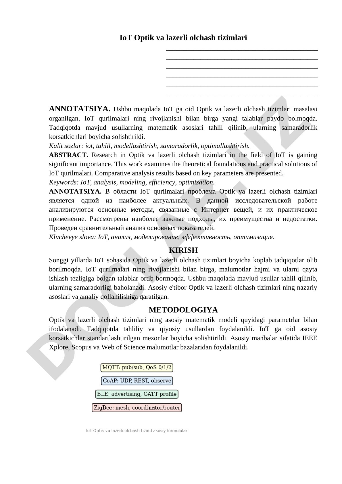 IoT Optik va lazerli olchash tizimlari