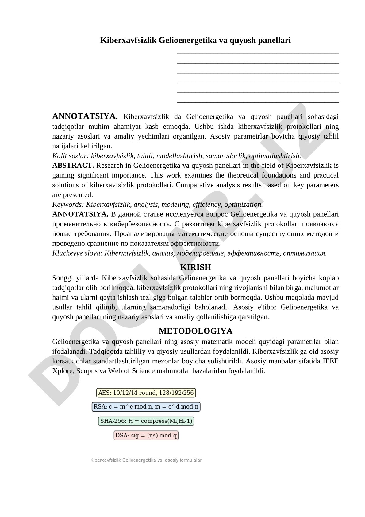 Kiberxavfsizlik Gelioenergetika va quyosh panellari