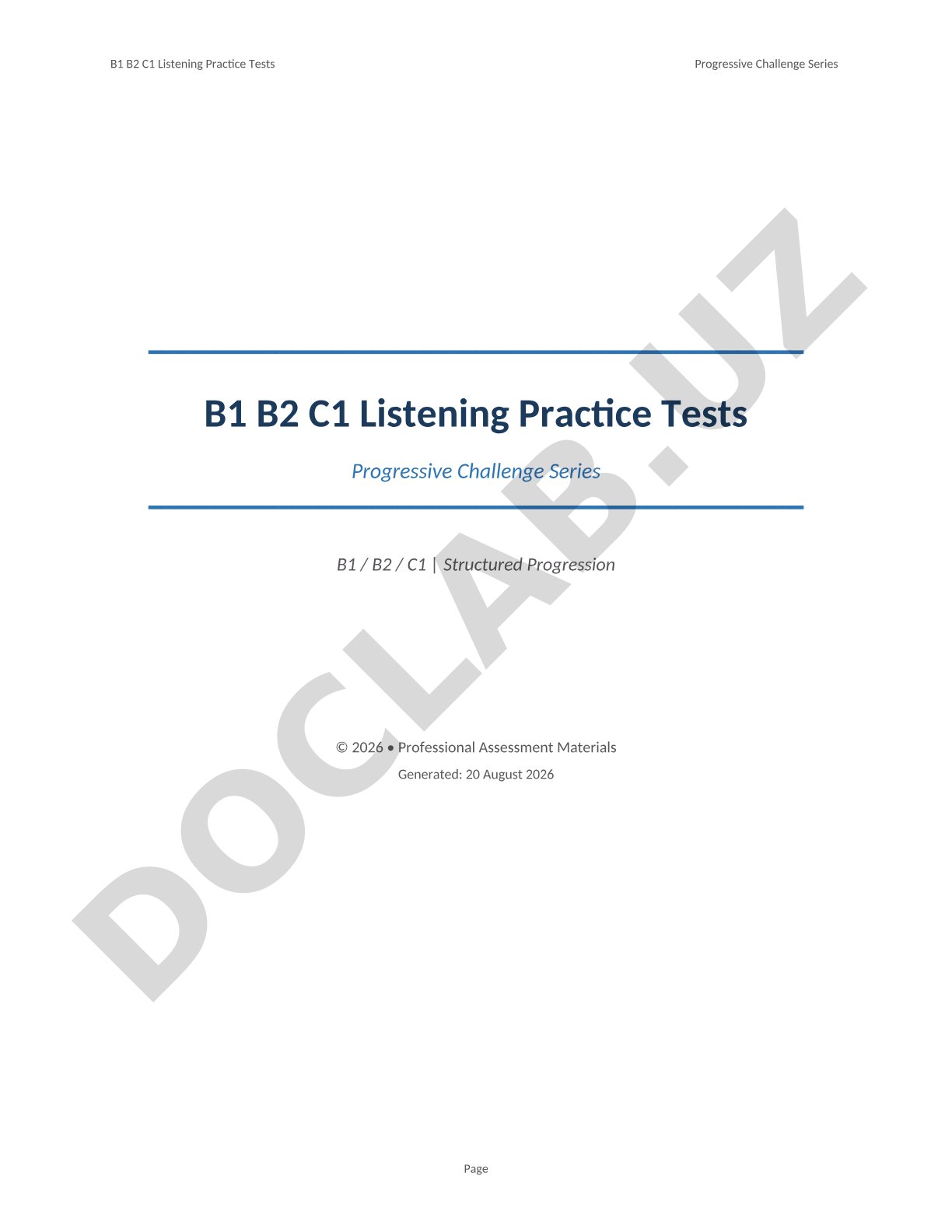 B1 B2 C1 Listening Practice Tests Progressive Challenge Series