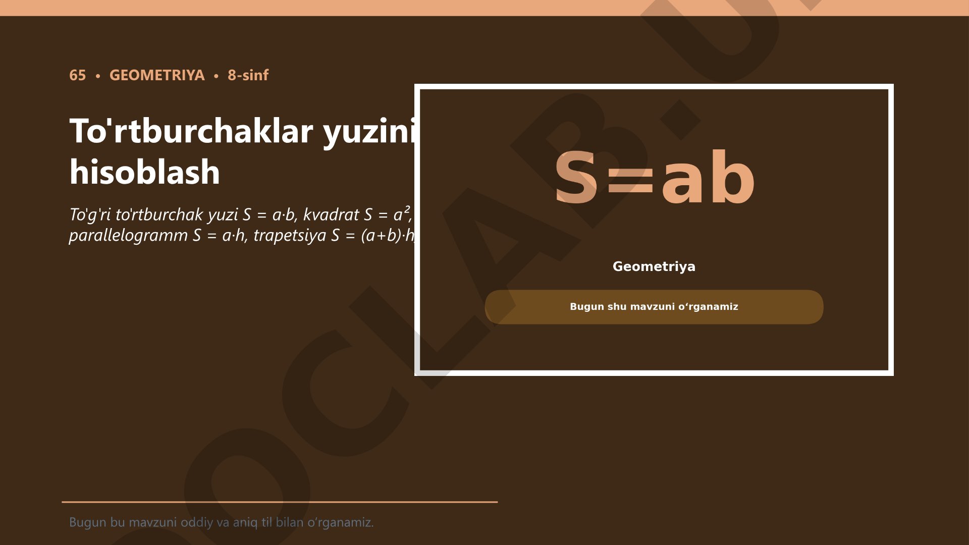 To'rtburchaklar yuzini hisoblash