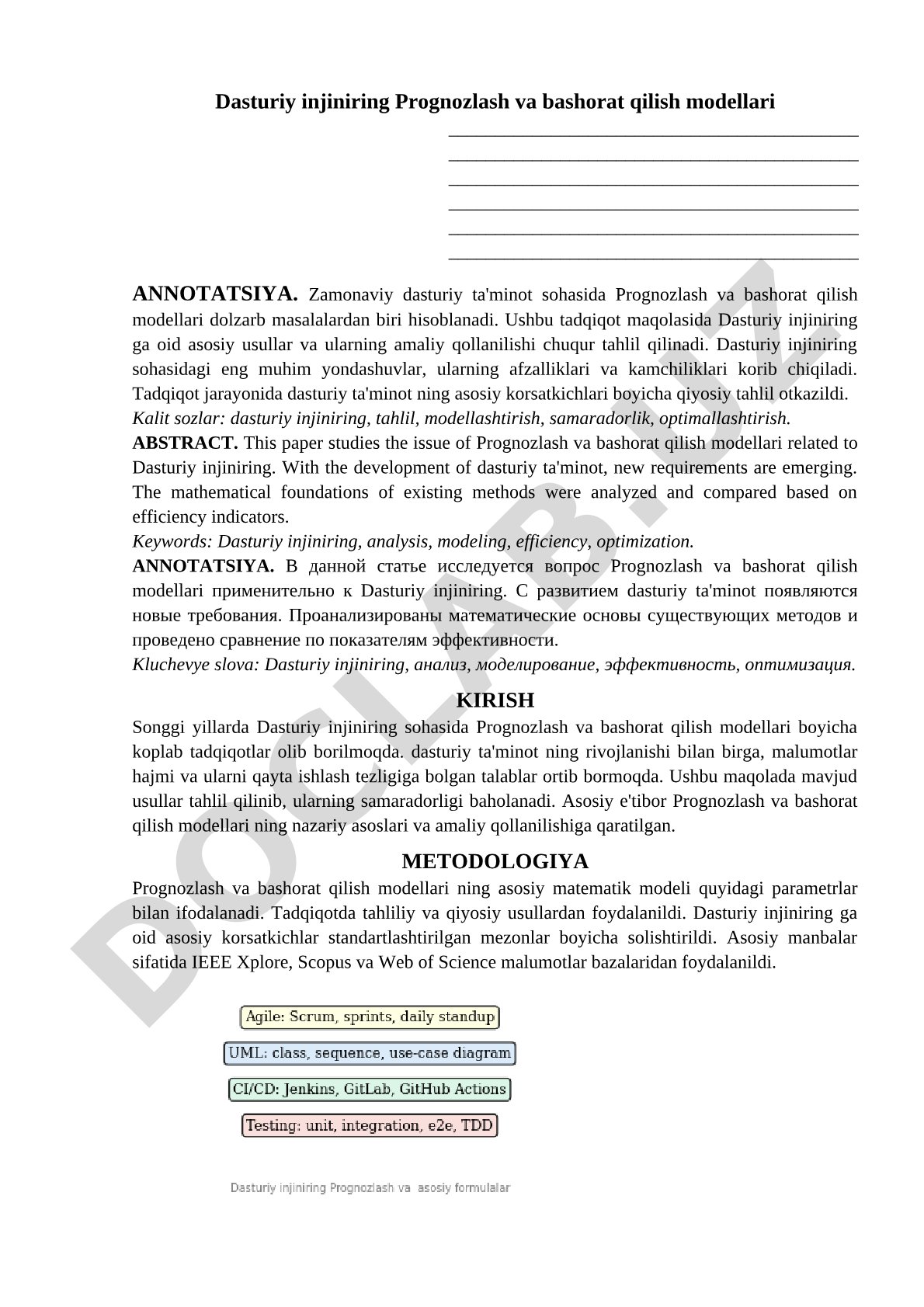 Dasturiy injiniring Prognozlash va bashorat qilish modellari