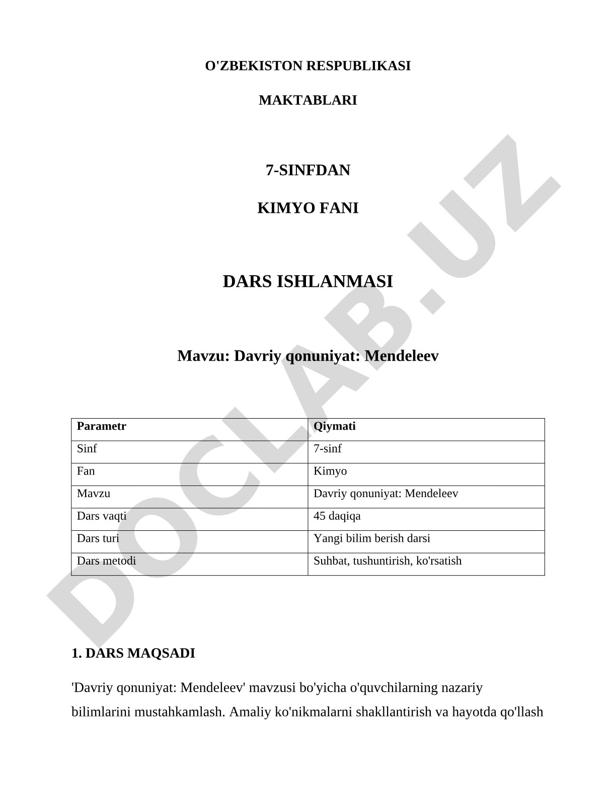 Davriy qonuniyat: Mendeleev