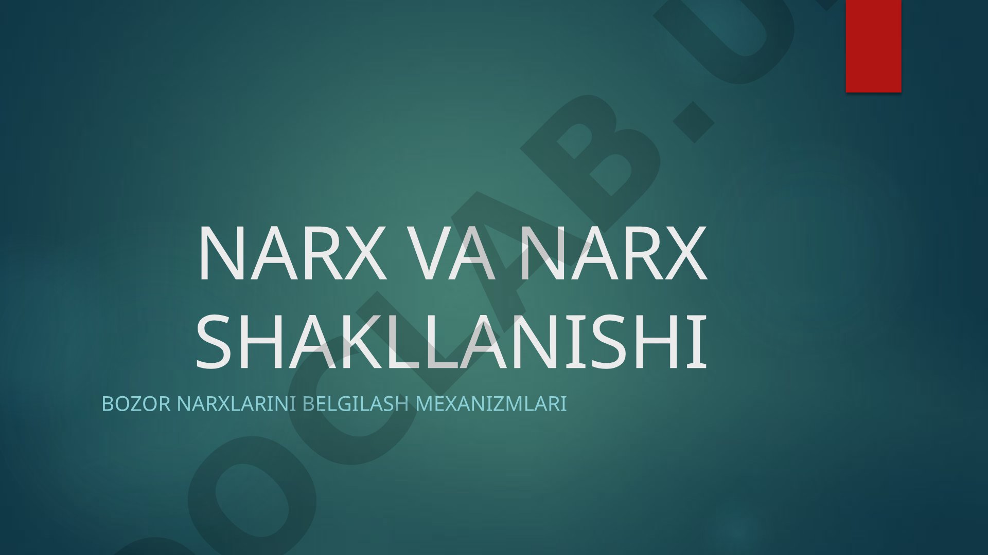 Narx va narx shakllanishi