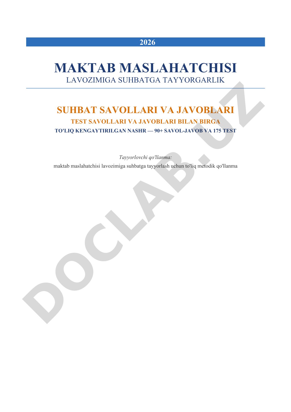 Maktab maslahatchisi lavozimiga suhbat savollari va javoblari