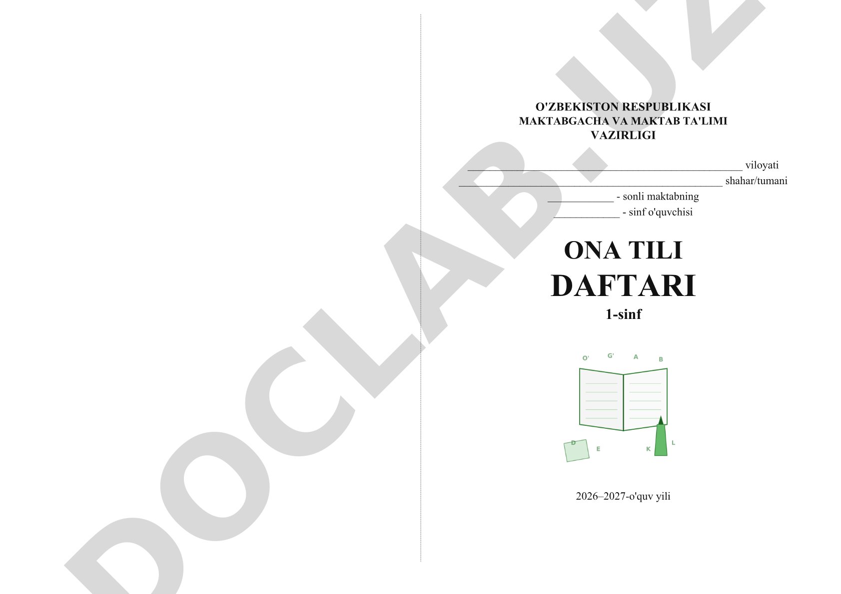Ona tili daftari 1-sinf