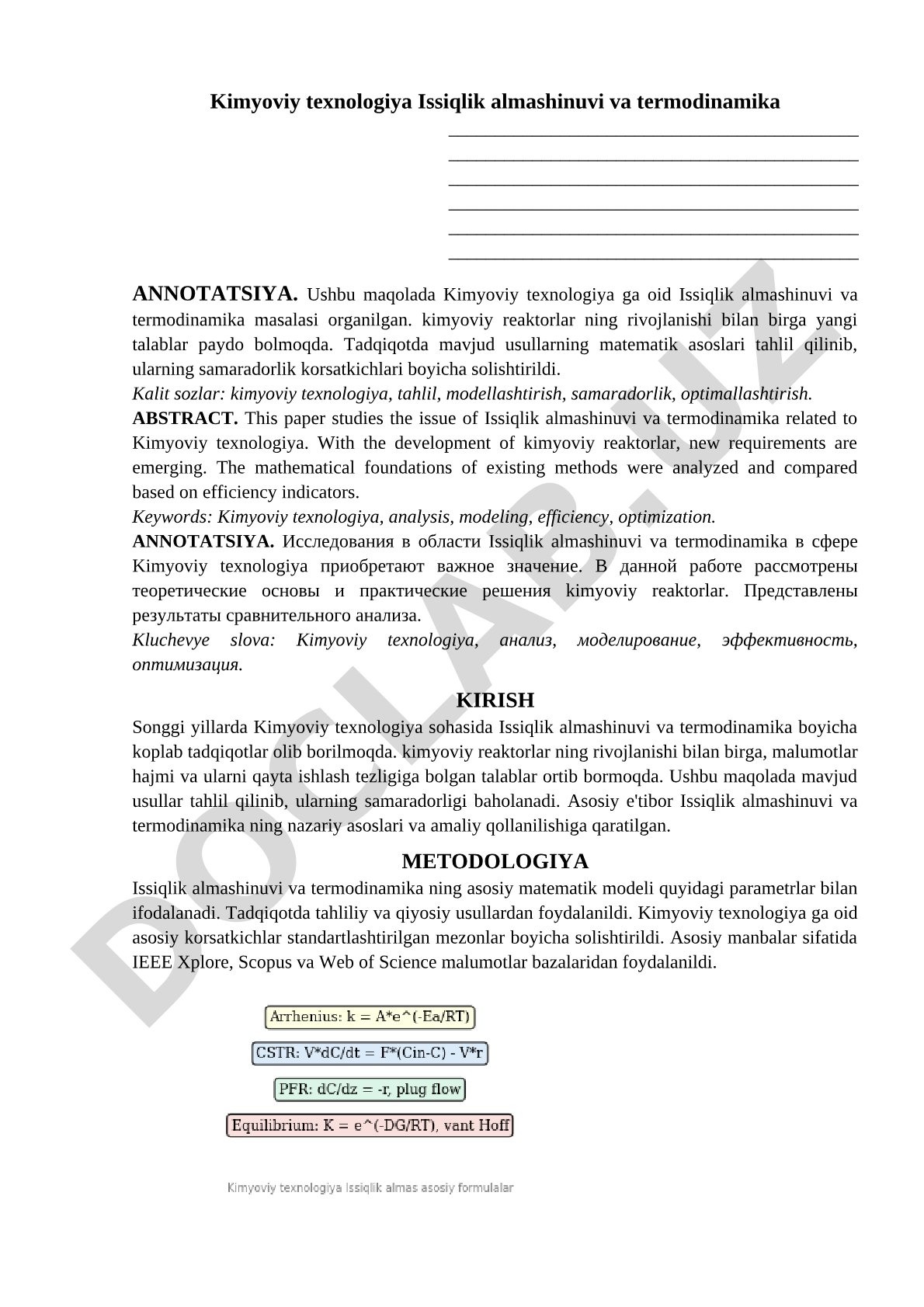 Issiqlik almashinuvi va termodinamika
