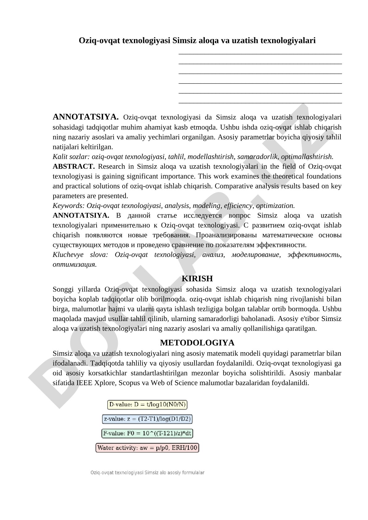Oziq-ovqat texnologiyasida simsiz aloqa va uzatish texnologiyalari tadqiqoti