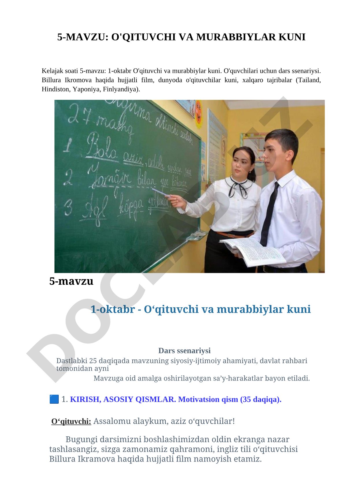 O'qituvchi va murabbiylar kuni