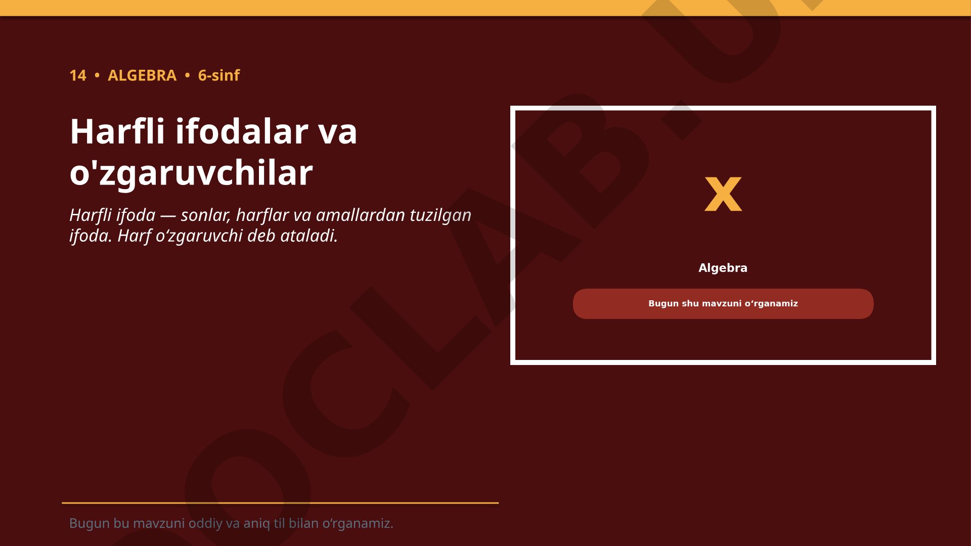 Harfli ifodalar va o'zgaruvchilar