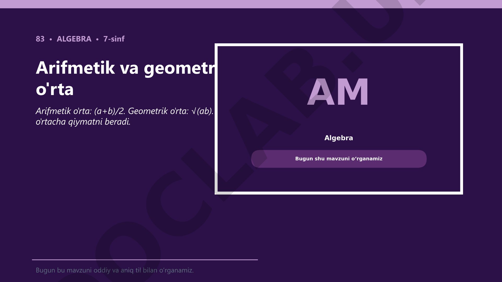 Arifmetik va geometrik o'rta