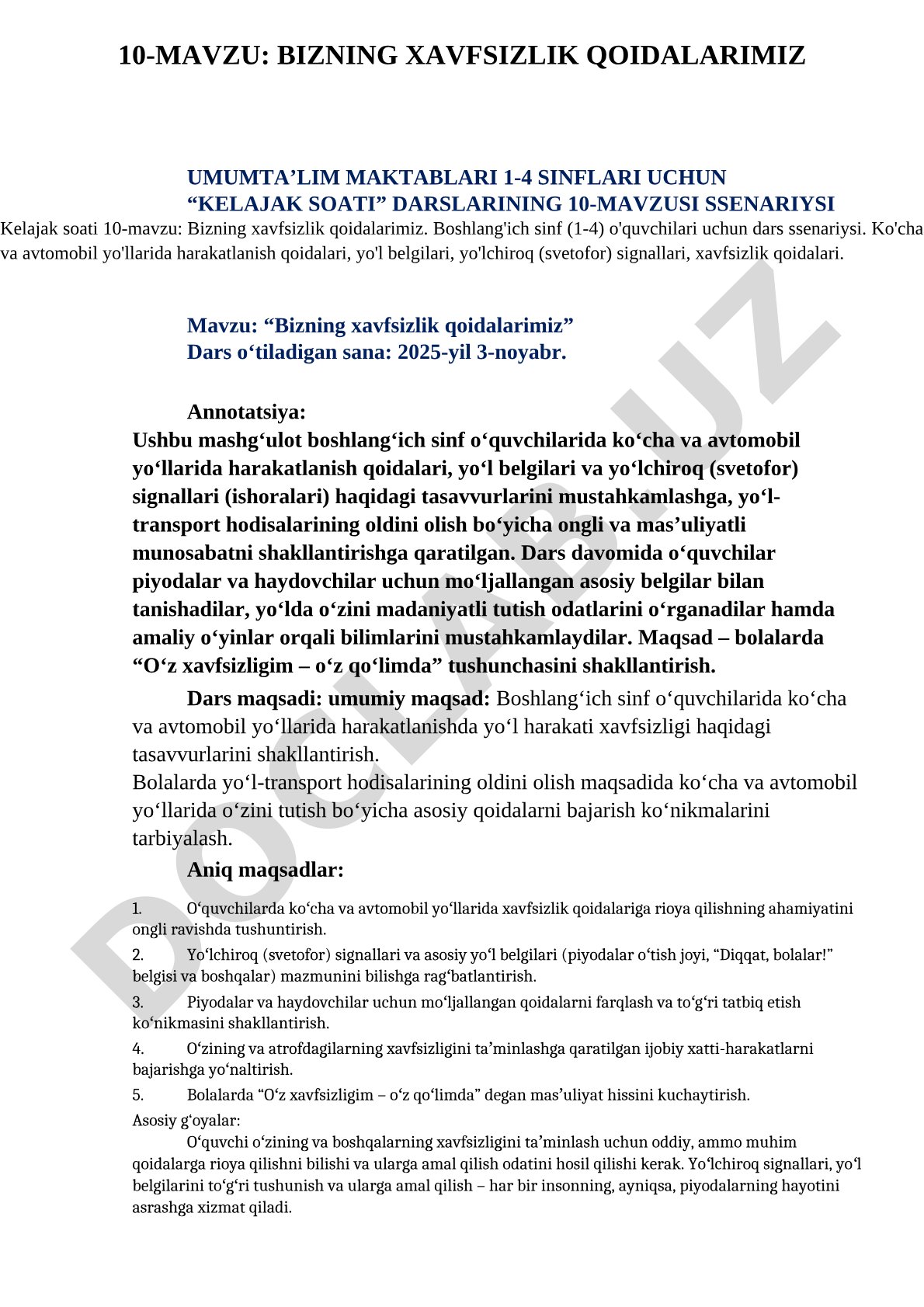 Bizning xavfsizlik qoidalarimiz