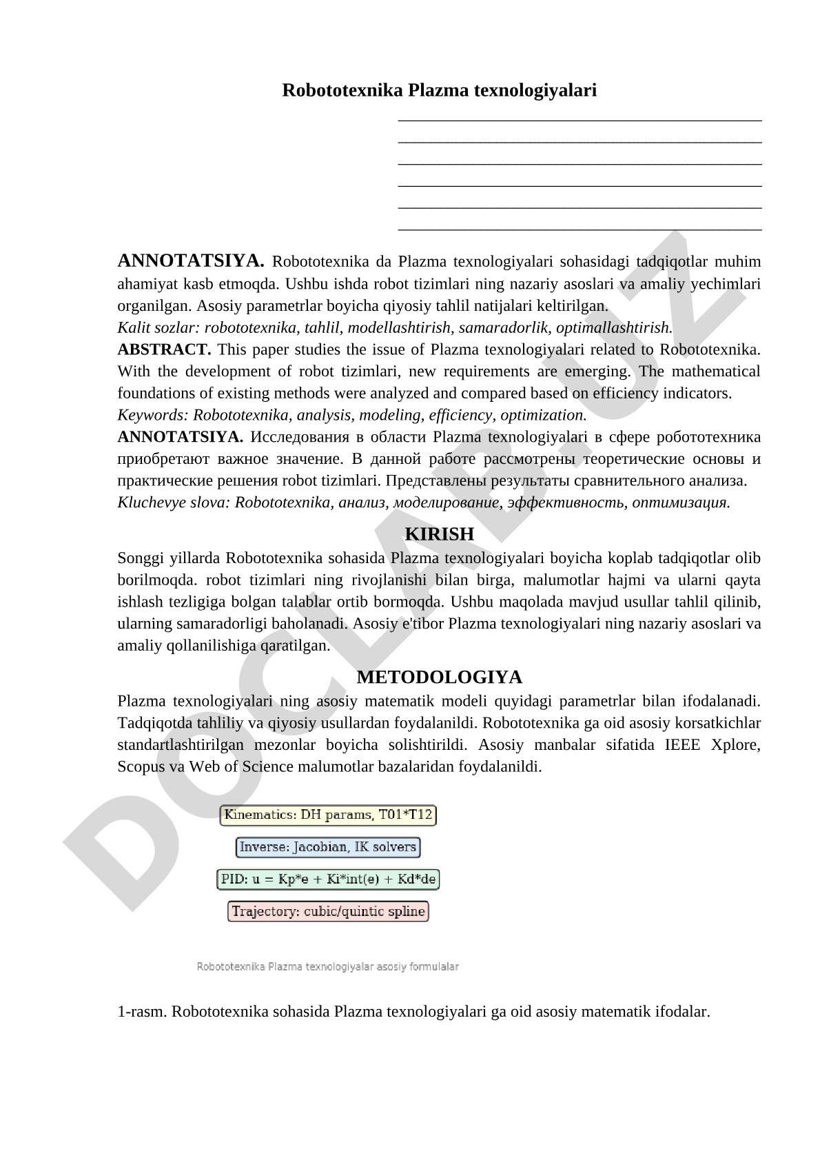 Robototexnika plazma texnologiyalari