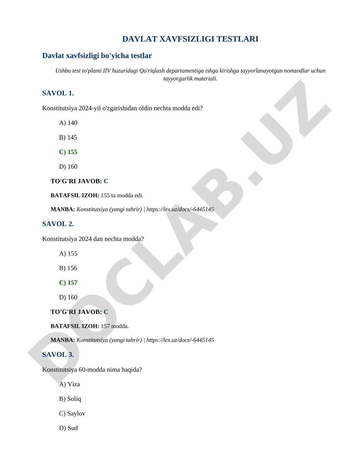 Davlat xavfsizligi testlari